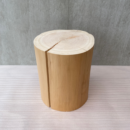 ヒノキ クラック切り株 スツール 丸太 椅子 オブジェ フラワー