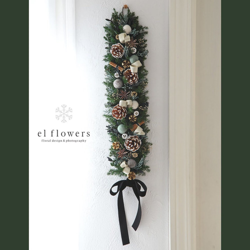 クリスマスロングガーランド【受注制作】 プリザーブドフラワー el
