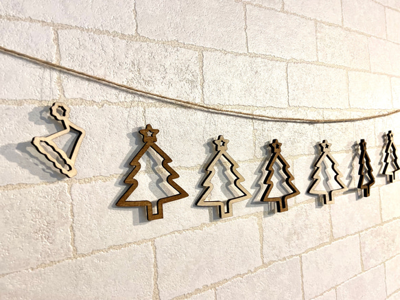クリスマス　木製　ガーランド　マーブル 2枚目の画像