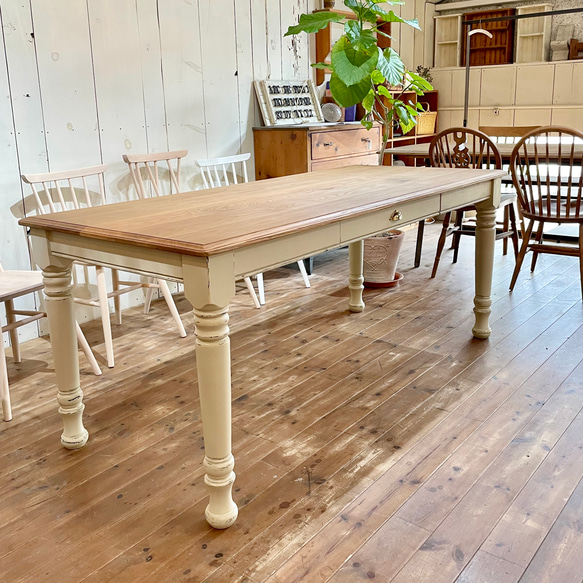 90×62 ダイニングテーブル 無垢材アンティーク風木目調ダイニング