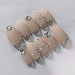 ネイルチップ シンプル 韓国 ガーリー ワンホン ハート ネイルチップ