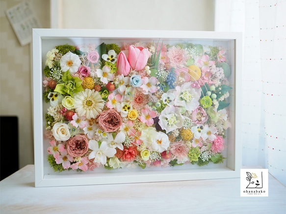 《special day gift》happy colorful preservrd flowers art frame 第2張的照片