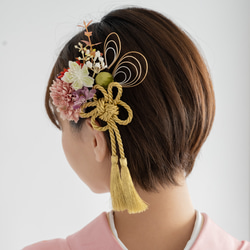 【ショートヘアー・ショートボブのヘッドドレスD】成人式前撮り振袖髪飾りピンク 卒業式袴・和装結婚式・フォトウェディング 3枚目の画像