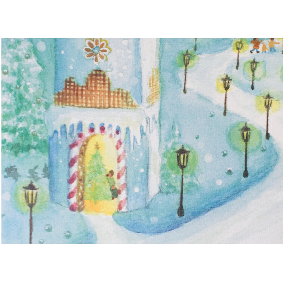 イラストポスター　冬　お菓子の街 6枚目の画像