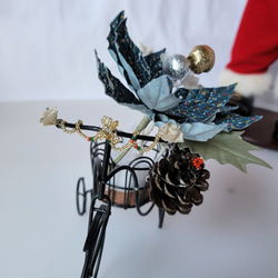 布花（正絹）　お好きにアレンジメントできる卓上クリスマス飾り　ポインセチア ＆ 自転車 14枚目の画像