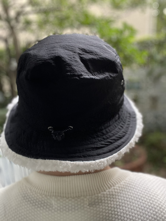 fear&desire WP shrink nylon×boa fleece bucket hat F 4枚目の画像