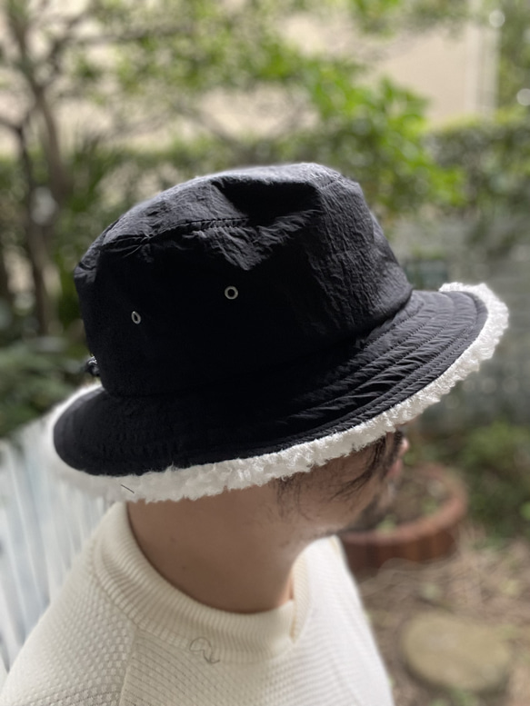 fear&desire WP shrink nylon×boa fleece bucket hat F 2枚目の画像