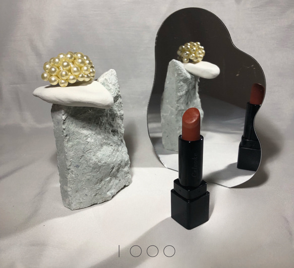 【笏谷石×粘土】stone objet《アクセサリー置き》《オブジェ》 1枚目の画像