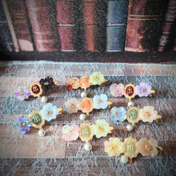 お花と額縁モチーフのアンティーク風コットンパールヘアクリップ(レモンタルト) 7枚目の画像