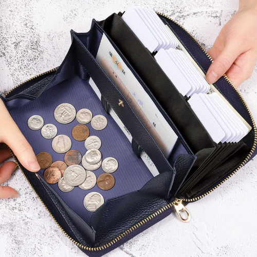 小銭とお札を自動仕分け】大容量 レディース長財布 じゃばら式