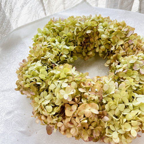 ＊Natural＊アナベル紫陽花のイエローリース＊ドライフラワーリース Natural＊アナベル紫陽花のイエローリース＊ドライフラワーリース