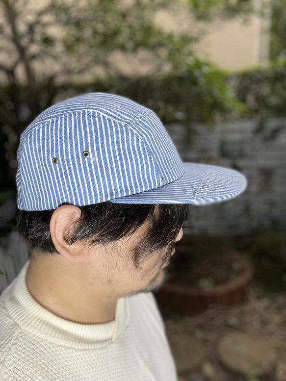 fear&desire stripe denim 5panel cap F 2枚目の画像