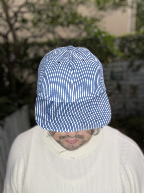 fear&desire stripe denim cap F 1枚目の画像