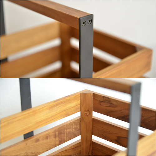 木製 チーク×アイアン ツールボックス 35×24,5 チーク ウッド