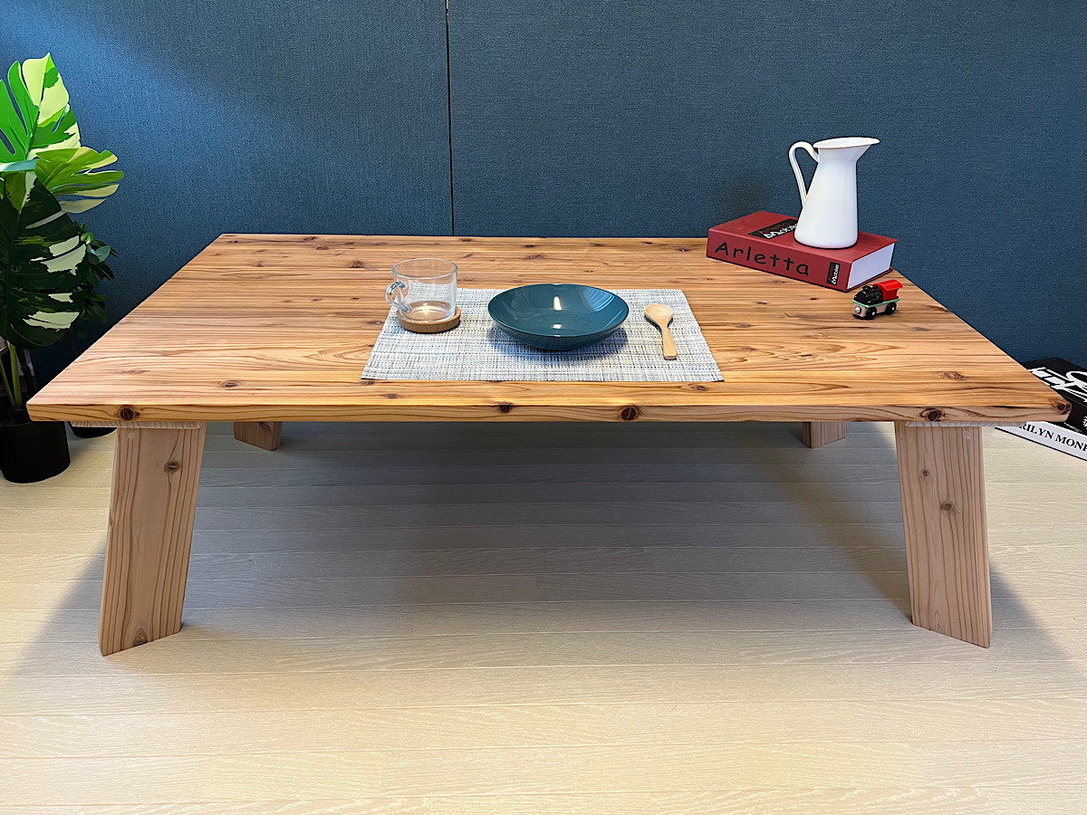 お得】 ローテーブル 長方形 120cm 70cm スギ ナチュラル 木製脚 組立