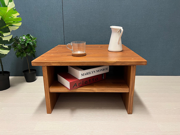 送料無料】 ローテーブル 正方形 60cm パイン オーク 棚付き