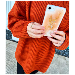【柑橘】iPhoneケース　スマホケース　クリアケース　ニュアンス　くすみ　オレンジ 6枚目の画像