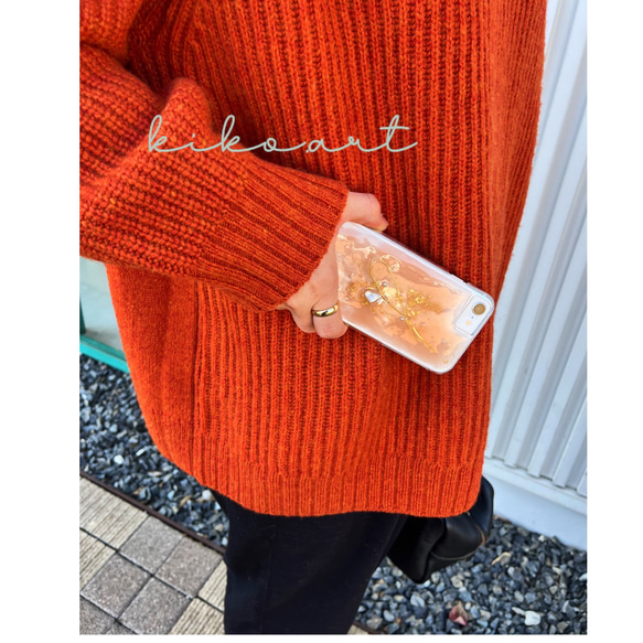 【柑橘】iPhoneケース　スマホケース　クリアケース　ニュアンス　くすみ　オレンジ 1枚目の画像