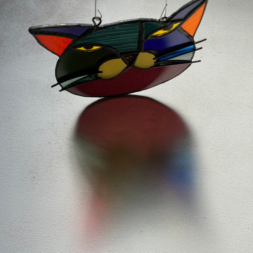 猫図鑑【黒猫】《猫サンキャッチャー》ステンドグラス サン