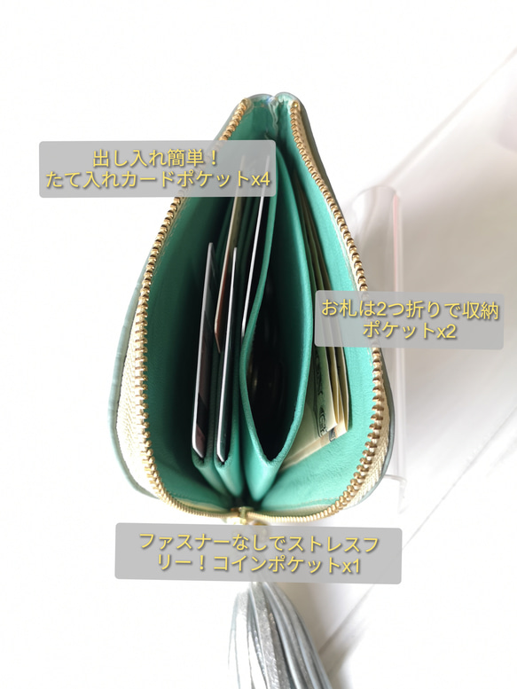 【受注生産】☆更にコンパクト☆ミニ財布『coron miniコロンミニ』 ブルー 7枚目の画像