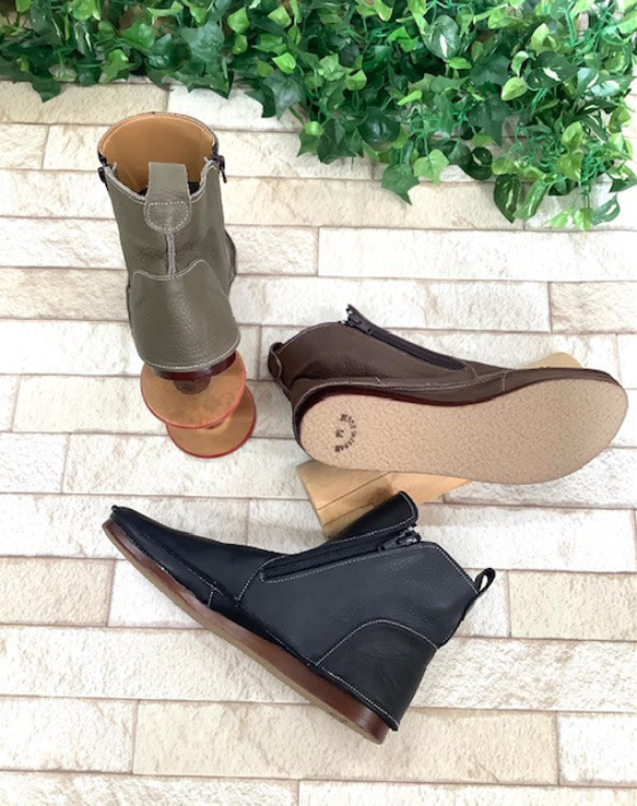 【履いたそばから足に馴染む】着脱簡単♪袋縫いダブルファスナーショートブーツ1011 8枚目の画像