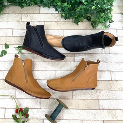 【履いたそばから足に馴染む】着脱簡単♪袋縫いダブルファスナーショートブーツ1011 3枚目の画像