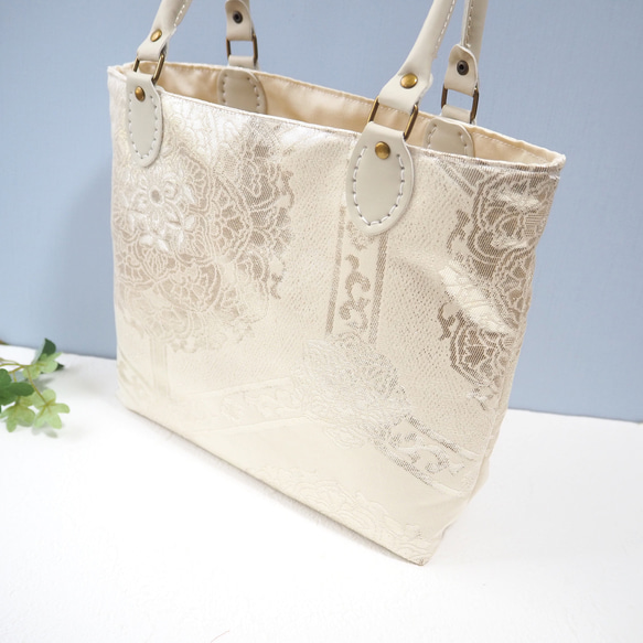 純金箔帯リメイクバッグ（伝統工芸/着物リメイク/着物バッグ/一点物/敬老の日） 2枚目の画像