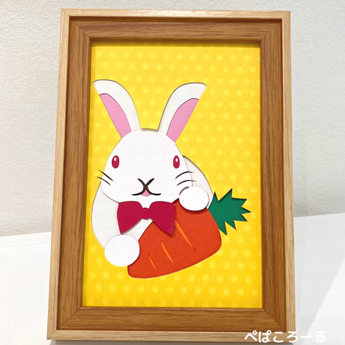 彫紙アート作品「うさぎ」簡易額付き その他アート ぺぱころーる 彫紙アート作品「うさぎ」簡易額付き その他アート ぺぱころーる