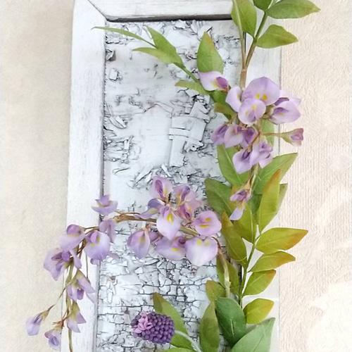 ☆粘土の花【藤の花の壁掛け】☆ アートフラワー ユキ・フルール