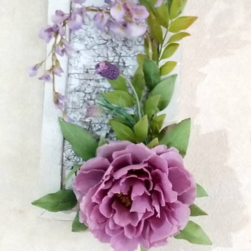 ☆粘土の花【藤の花の壁掛け】☆ アートフラワー ユキ・フルール