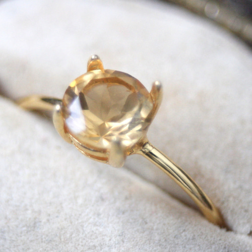 6mm*シトリン 大粒天然石 リング 誕生日 クリスマス プレゼント