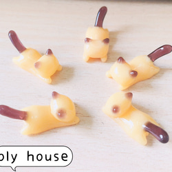 ぐで猫シリーズ プリン猫首輪@1 5匹セット レジン パーツ デコパーツ