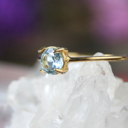 5mm*アクアマリ　大粒天然石　リング　誕生日　クリスマス　プレゼント　シンプル　指輪　3月誕生石 水色　アクアブルー 1枚目の画像
