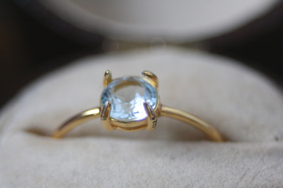 5mm*アクアマリ　大粒天然石　リング　誕生日　クリスマス　プレゼント　シンプル　指輪　3月誕生石 水色　アクアブルー 11枚目の画像