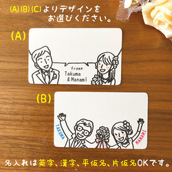 シンプル似顔絵♡ウェディング メッセージカード★名入れ 結婚式  披露宴 選べるデザイン 2枚目の画像