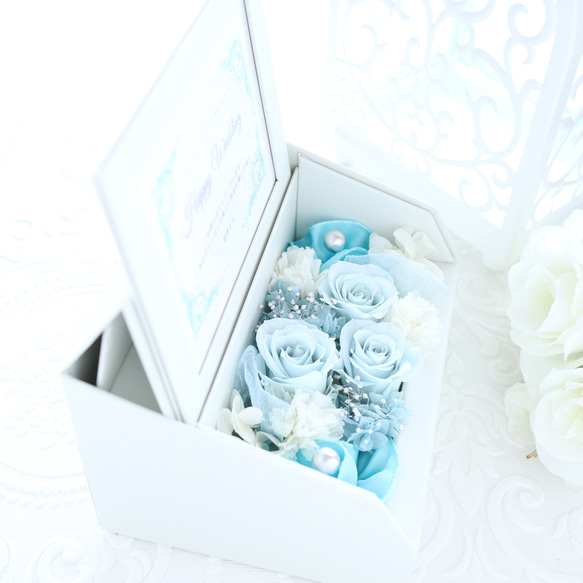 メッセージカード付｜サムシングブルーのフォトフレーム＆リングピロー｜誕生日・結婚祝い・記念日　pre.079 9枚目の画像