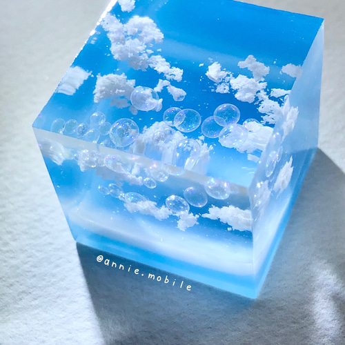 空レジン-青空に浮かぶシャボン玉 プレゼント/雲/月/星/冬 その他