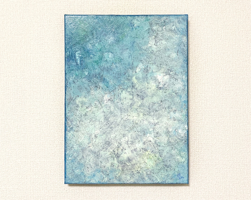 絵画782 油絵/抽象画風/水面/雨/波紋/空/F4号 夕陽が浜 嵐の後に 油彩 F100号 | アトリエOAK（オーク）