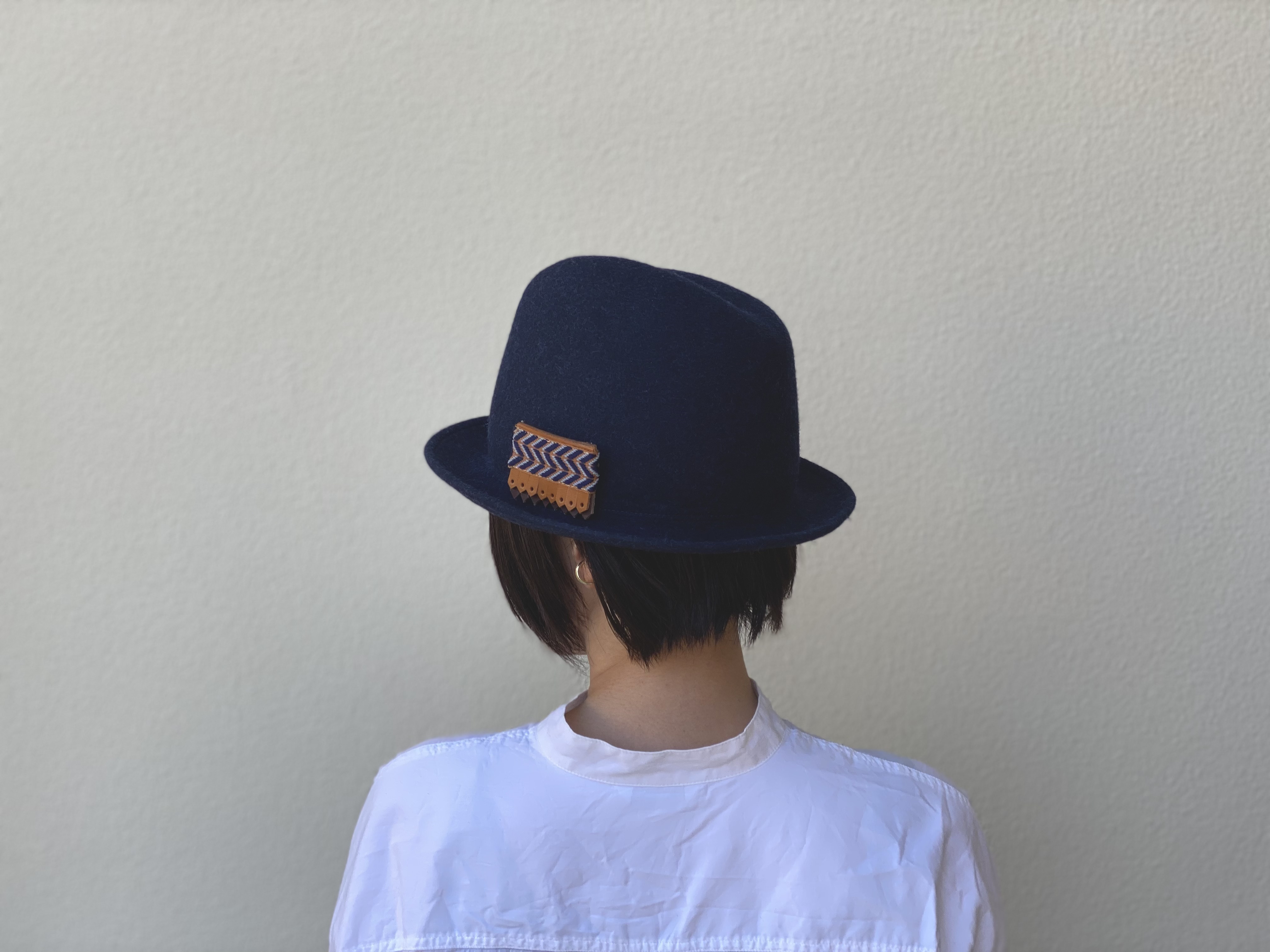 「大きめサイズ」木型で作ったふたこぶハットネイビー