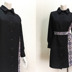 【1点もの・デザイン画付き】ゴブラン織り切り替えシャツ型コートワンピース（KOJI TOYODA） 5枚目の画像