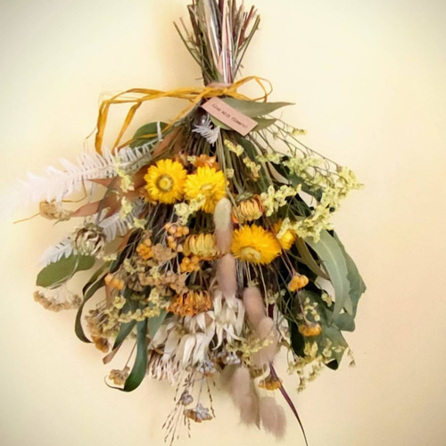 H約45cm♡ヘリクリサムと黄色い花々♡ふんわりドライフラワー