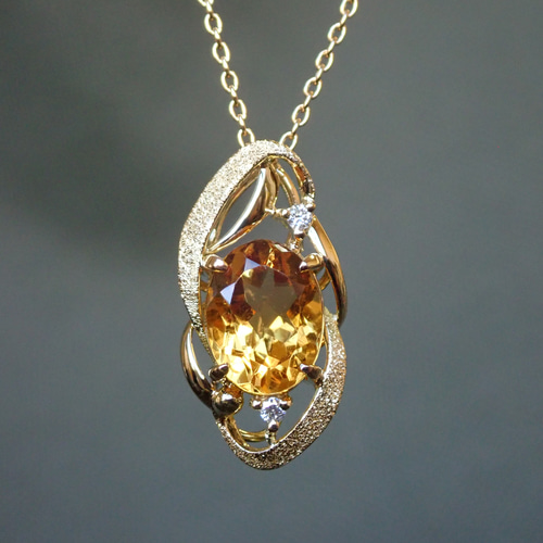 K18シトリン•色石•ダイヤ入ペンダントトップ K18シトリン•色石•ダイヤ入ペンダントトップ