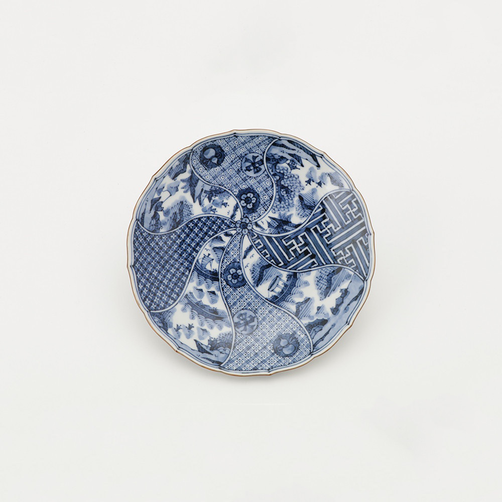 源右衛門窯　染付祥瑞手　約１８ｃｍ　中皿　5枚1セット　美品　木箱入り