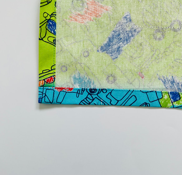 働く車×グラデーション☆100〜110こどもエプロン、三角巾、巾着3点セット　 4枚目の画像