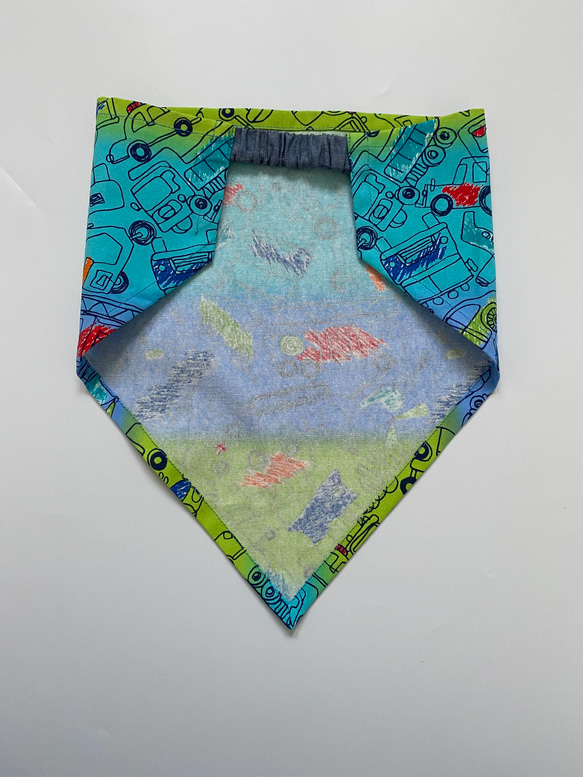 働く車×グラデーション☆100〜110こどもエプロン、三角巾、巾着3点セット　 7枚目の画像