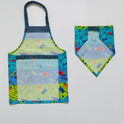 働く車×グラデーション☆100〜110こどもエプロン、三角巾、巾着3点セット　 3枚目の画像