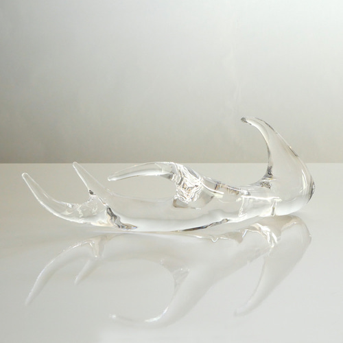 透明ガラスの鹿の角☆シカのツノの置物（左側）クリスマスだけじゃない