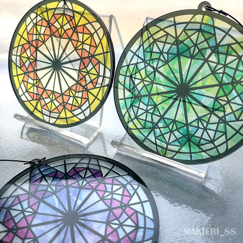 ステンドグラス風オーナメント [華]_緑 その他インテリア雑貨 きたまど