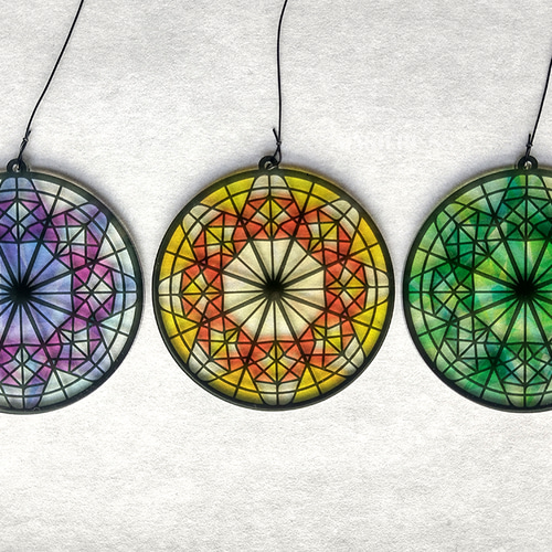 ステンドグラス風オーナメント [華]_緑 その他インテリア雑貨 きたまど