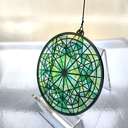 ステンドグラス風オーナメント [華]_緑 その他インテリア雑貨 きたまど